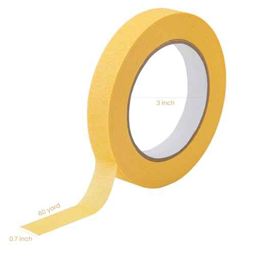Lichamp 3-Pack Automotive Refinish Masking Tape Yellow 18mm x 55m, Cars Vehicles Auto Body Paint Tape, Automotive Painters Tapes Bulk Set 0.7-inch x 60 Yards x 3 Rolls