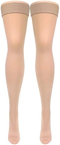 Truform Women's Compression Stockings, 20-30 mmHg, Thigh High Length, Closed Toe, Opaque, Beige, Small