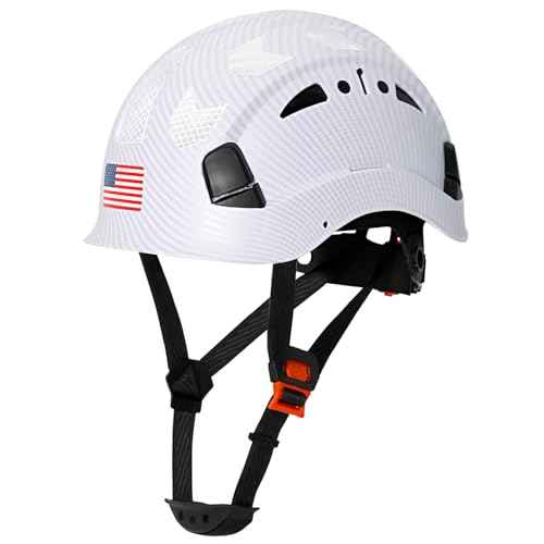 Carbon Fiber Pattern Hard Hats - Construction OSHA Approved Hard Hat,ANSI Z89.1 Type 1 Class C Adjustble Vented Safety Helmet for Men Women,6-Pt Suspension Low Profile Hard Hat with Chin Strap Cascos