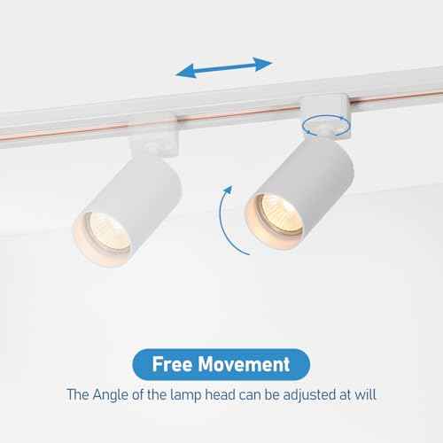 Plug in Track Lighting with Power Cord, 4-Light GU10 Track Lighting Kit with Track Rail, Modern Kitchen LED Track Lighting Fixtures Ceiling Wall Spot Light, 13FT Plug Cord, White (No Bulbs)