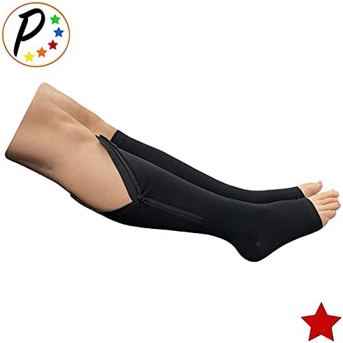 Original Open Toe 20-30 mmHg Firm Compression Circulation Zipper Socks (Black, 3X-Large)