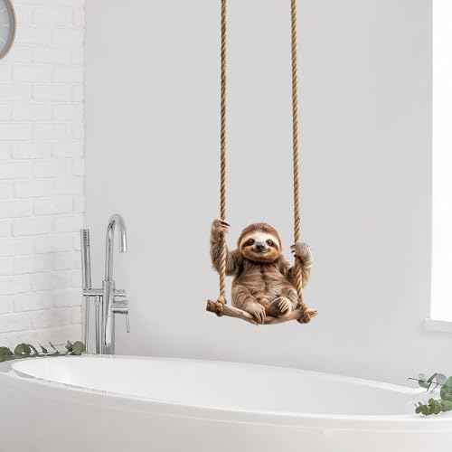 Lifelike Sloth on The Swing Wall Decal Nursery Animal Wall Sticker Removable Peel and Stick Wall Art Decor for Kid Baby Classroom Preschool Living Room Playroom Bedroom School