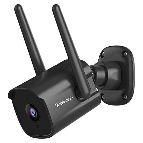 Septekon 2K Outdoor Security Camera 3MP, 2.4G Wired WiFi Camera with Night Vision, IP66 Waterproof, AI Human Motion Tracking, 2-Way Audio, Black