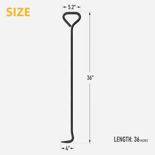 Olympia Tools 5/8 x 36 in. Manhole Cover Hook, for Lifting Manhole Covers & Storm Drain Cover, Versatile Lifting Hooks, Rigid Steel Tool