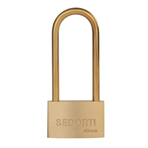 Weather Proof Lock, Keyed Alike Solid Brass Padlocks with Long Brass Shackle, Light Duty, 1-1/2" Wide Body, Marine Padlock, Anti Rust Lock, 4 Pack