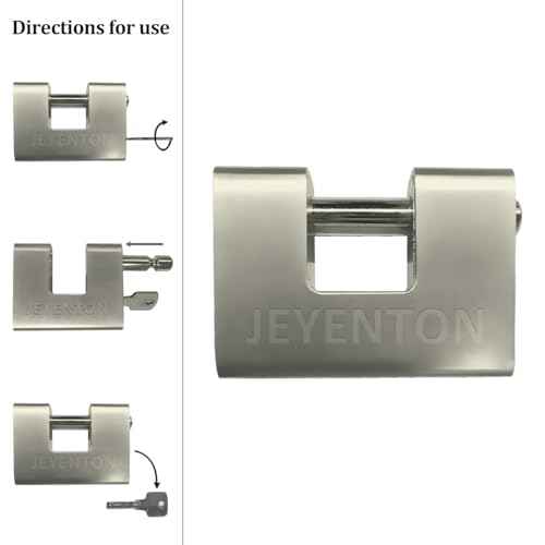 (2.91in) JEYETON [Armoured] High Security Padlock-[Anti-Drill Cylinder]-Heavy Duty Lock for Outdoor Storage Shed,Door,Garden,Motorbike,Gate,Fence,Warehouse-0.67" Shackle Clearance-Silver(74mm)