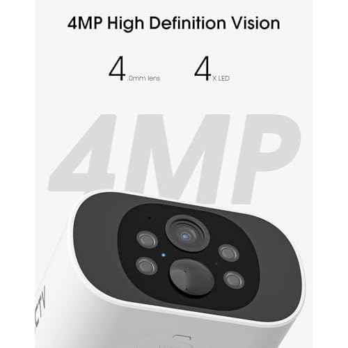 Solar Security Camera Outdoor Wireless, 4MP Battery Powered Home Surveillance Camera with Embedded Solar Panel, PIR Motion Sensor, 2.4G/5G Dual Band WiFi