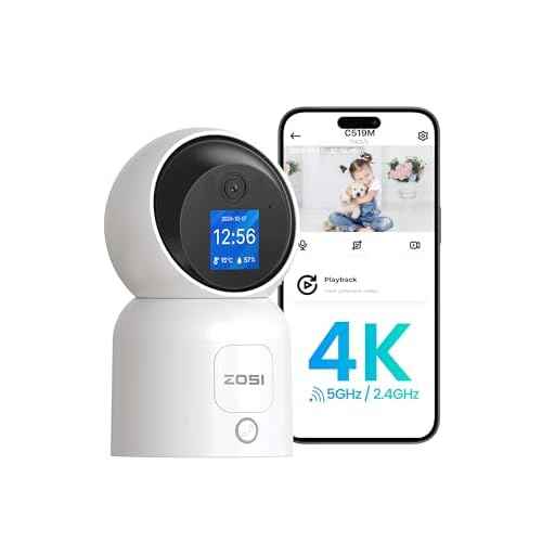 ZOSI 4K Pan/Tilt Smart Security Camera Indoor,Plug in 2.4/5GHz WiFi Camera,2 Way Video, Motion Tracking,8MP Baby/Pet Dog Monitor with Phone app, C519M8 360¡ÆView Home Cam, Cloud & Memory Card Storage