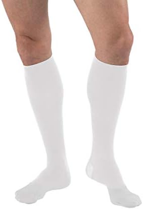 JOBST for men knee high 15-20 mmHg Compression Socks, Closed Toe, Small, White