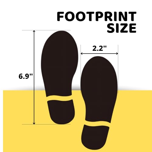 50PCS Black PVC Footprint Stickers ? Waterproof Erasable Stickers for Classroom Office Wall 6.88x2.2 Inch Vinyl Floor Shoes Cutouts