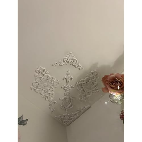 MUXSAM Long Frame Onlays Appliques, Wood Carved Decals, 2-Pack Unpaint Wooden Carving Set for Wall Door Mirror Cabinet Dresser Cupboard Headboard Wardrobe Closet Decor, 25x6cm/9.84"x2.36"