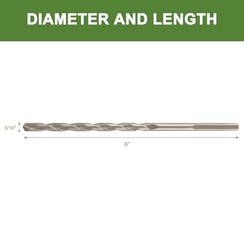3/16" x 6" Masonry Drill Bits 3/16 inch Concrete Hammer Drill Bits Carbide Tipped, for Cement, Brick, Stone, 6 Pack