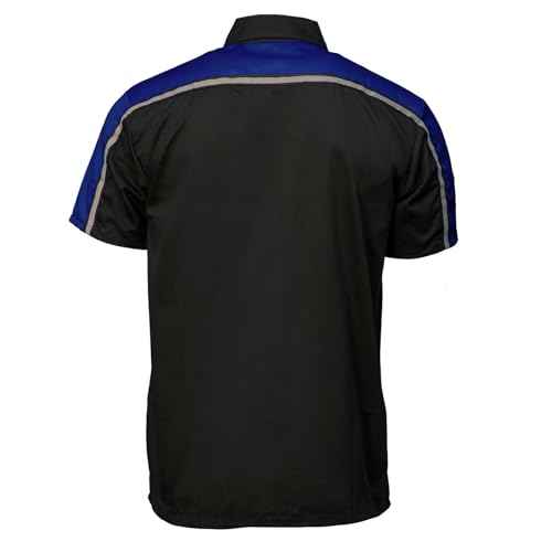 Milwaukee Motorcycle Clothing Co. MDM11602 Men's Black and Blue Button Up Mechanic Shirt w/Reflective Stripe