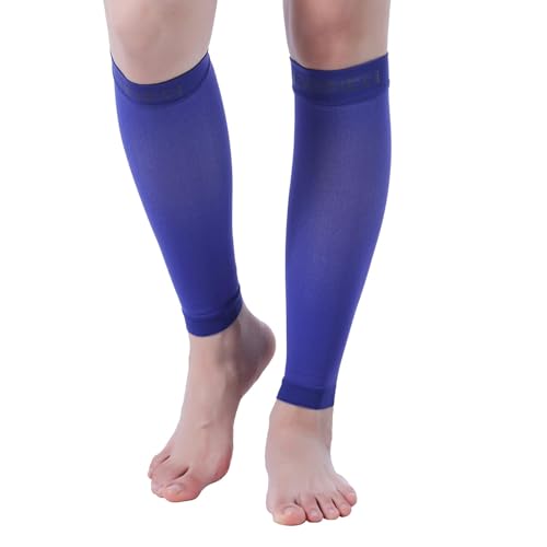 15-20mmHg 1 Pair Calf Compression Sleeve Men and Women Wide Calf Sleeve Brace Compression Socks for Leg Support, Shin Splint,Pain Relief (DARK BLUE, X-Large)