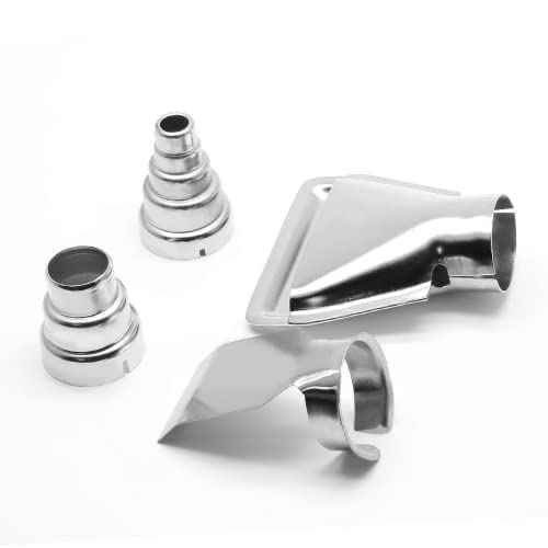 4 Pcs Heat Gun Nozzles Kit, Stainless Steel Reflector Heat Resisting Nozzles Gun Accessory Replacement for Hot Air Gun Soldering Station Nozzle Tool