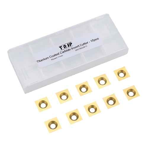 TASP Titanium Coated Carbide Cutter Inserts for Wood Turning Tools,11x11mm,Pack of 10,Square