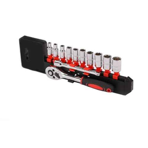 12-Piece 1/4" Ratchet Socket Wrench Set, Drive Socket Set of 10 4-13mm Socket Quick Release Ratchet Handles and Extensions