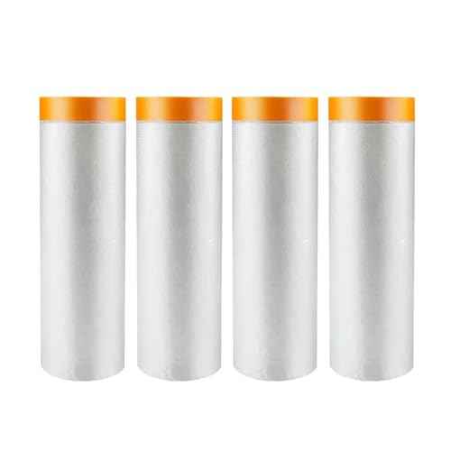 Pre-Adhesive Masking Film - 55inx65ft Rolls of Painted Paper, Plastic Painting Film for Automotive Painting Overlay (Masking Film: 4 Rolls)
