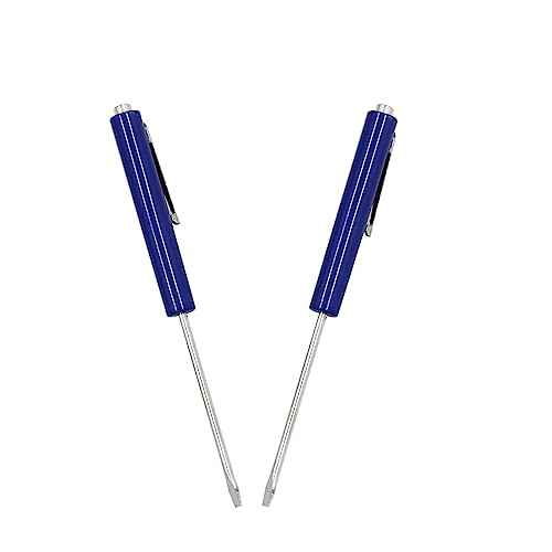 Mini Pocket Screwdriver Blue Portable Screwdriver Slotted Screw Driver with Strong Magnetic Slotted Tips 2Pcs
