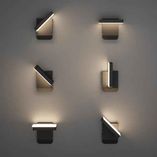 Modern Outdoor Rotatable Wall Light 350¡Æ Adjustable Head Wall Lighting Black LED Wall Sconce Exterior Light for House Porch Garage IP65 Waterproof, 3000K