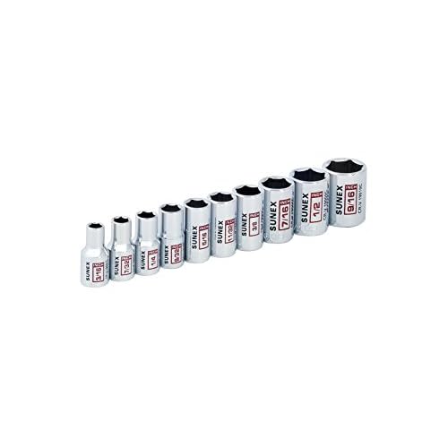 10Piece 1/4" Drive Chrome Socket Rail 6Pt SAE Standard