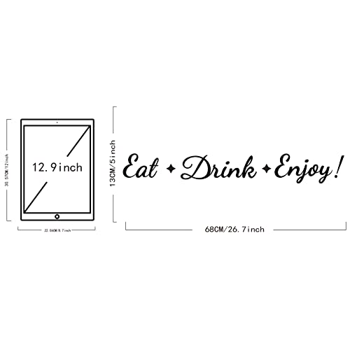 SUPERDANT Eat Drink Enjoy Quotes Wall Stickers Vinyl Wall Decor Stickers DIY Saying Wallpaper Art Decal Sticker Home Decoration for Living Room Bedroom Black Kitchen Dining Room Decor 26.7x5in