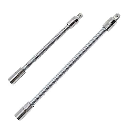 1/4" Flexible Extension Bar Set, Flexible Socket Extension Drive Socket Driver Handle 2Pcs (6 Inch, 8 Inch)