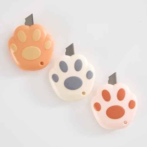Mini Retractable Box Cutter Opener Bones and Cat PAWS kawaii for women box cutter mini cute box cutter cat paw Courier knives for Office, Home, Arts Crafts, Cartons, Cardboard, Paper