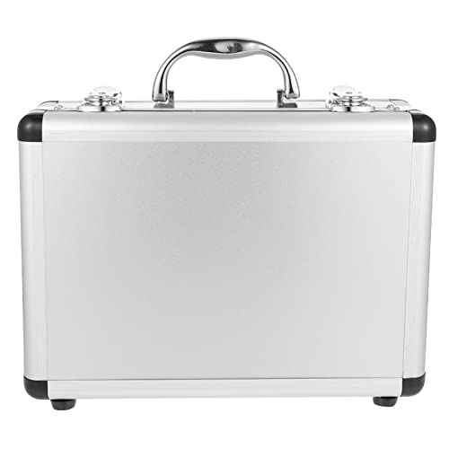 DOITOOL Metal Briefcase Aluminum Tool Case Tool Chest, Portable Tool Box with Padded Foam, Lockable Storage Toolbox for Measurement Instruments Tool Box (32 x 23 x 11cm, Sliver)