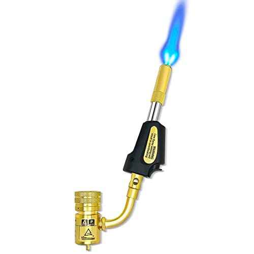 Turbo Torch Tips with Gas Self-Igniter Adjustable Flame Knob Brass Tip 360¡Æ Swivel Tips CGA600 Interface Compatible with Propane MAP MAP Gas for Soldering Brazing Plumbing Welding.