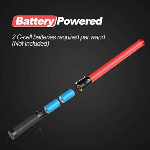 RoadHero 4 Pack Traffic Wand, 21 Inch Led Traffic Control Wands with 2 Flashing Modes, Safety Light Baton with Side Clip for Airport, Parking, Car Directing