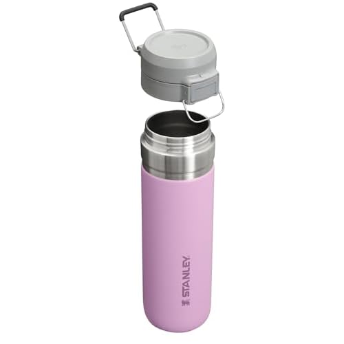 STANLEY Quick Flip GO Water Bottle 24 oz | Push Button Lid | Leakproof and Packable for Travel and Sports | Insulated Stainless Steel | BPA-Free | Lilac 2.0