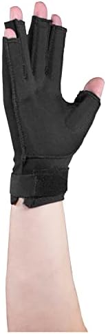 OTC Resting Splint Glove, 5 Finger Semi-Rigid Splints, Open Tips, Black, Right Hand, X-Large