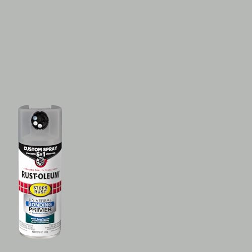 Rust-Oleum 384761 Stops Rust Custom Spray 5-in-1 Universal Bonding Primer Spray, 12 oz, Flat Gray