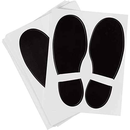 Juvale Shoe Print Floor Stickers - 32 Pairs, Black Vinyl, 8 x 6 in Sheets - Peel & Stick Dancing Feet Floor Stickers & Foot Print Decals for Classrooms, Dance Studios & Hallways