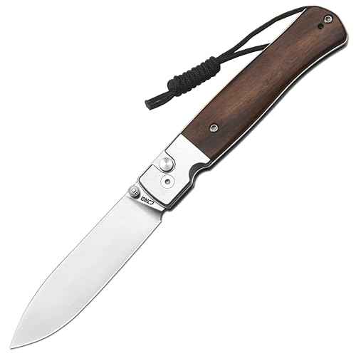 CJRB Glacier Folding Knife, 3.54'' AR-RPM9 Steel Blade EDC Knives with Wood Handle for Camping Hiking Survival(1961 Wood)