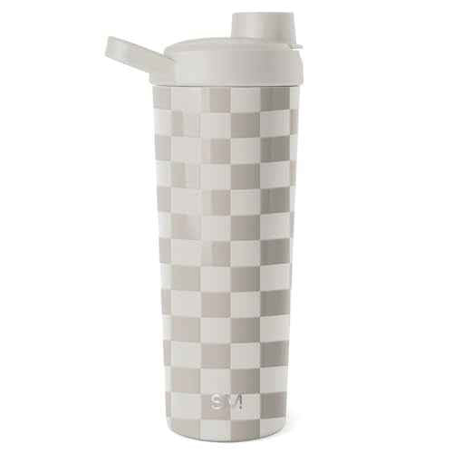 Simple Modern Stainless Steel Shaker Bottle with Ball 24oz | Metal Insulated Cup for Protein Mixes, Shakes and Pre Workout | Rally Collection | Checkmate