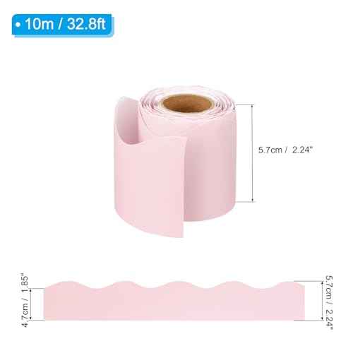 PATIKIL 2.24" x 32.8Ft Bulletin Board Border,Scalloped Trim Strips Wall Decor for Locker Classroom Cork Poster Black Board White Chalkboard, Light Pink