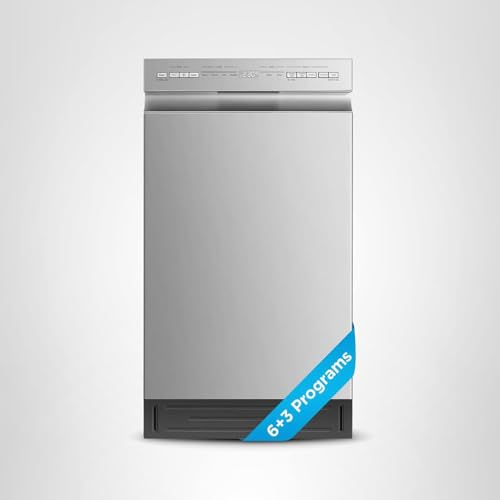 Midea 18 Inch Built-in Dishwasher, Slim Space-Saving Design with 8 Place Settings, 6 Washing Programs & Stainless Steel Tub, Energy Star Certified Dishwasher with Heated Dry & High Temp Wash, Silver