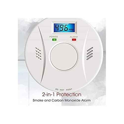 2 Pack Smoke Detector and Carbon Monoxide Detector co2 Detector Battery Powered with Test/Reset Button