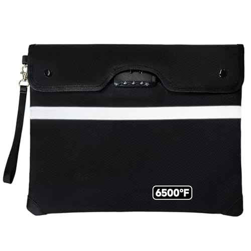 Upgraded 6500¡ÆF Fireproof Document Bag with Lock | Waterproof 9-Layer Heat Insulated Material | Dual-Liner Card Slot Money Bag with Zipper/Reflective Strip for Passport£¬Important Paper£¬Cash(15 x 12In)