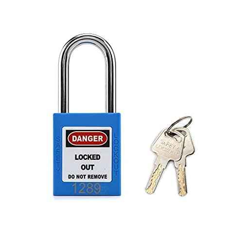 QWORK Lockout Tagout Locks, Safety Padlock, 10 Blue Padlocks with 20 Keys, Keyed Different, for Lock Out Tag Out Stations and Devices