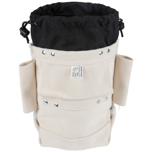 Klein Tools 5416TC Tool Bag, Top Closing Bolt Bag with 3-Inch Drawstring, Load Rated with Tunnel Connect, 5 x 10 x 9-Inch