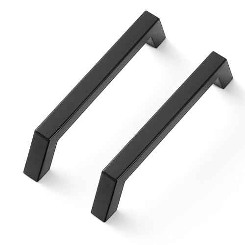 Estmoon 30 Pack Cabinet Handles - Matte Black 5 Inch Cabinet Pulls Square Kitchen Cabinet Handles Stainless Steel Kitchen Pulls Hardware for Cabinets Cupboard and Dresser Drawers, 128 mm Hole Centers