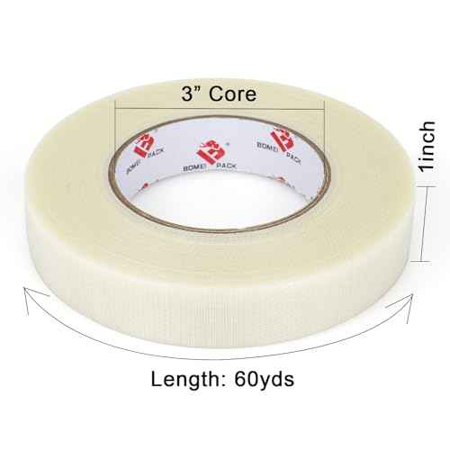 BOMEI PACK Clear Duct Tape 1 Inch,Heavy Duty Transparent Duct Tape,1 Inch x 60 Yards,Clear Strapping Tape,Reinforce Fiber Tape,Waterproof,Flexible and Tear by Hand for Home & Improvement