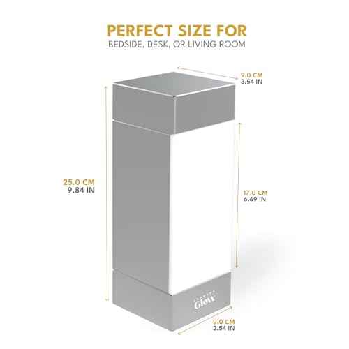 Square Shabbos Lamp ? Elegant Silver | UL Approved, Kosher for Shabbos, Blackout Hood, Fireproof Plastic, 15W LED Included