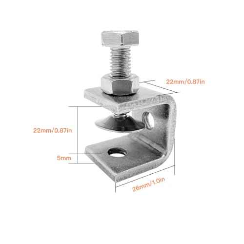 304 Stainless Steel C-Clamp with 0.79 Inch Wide Jaw Opening Heavy Duty Metal U Clamps for Woodworking Welding Building Household and Construction(4PCs)