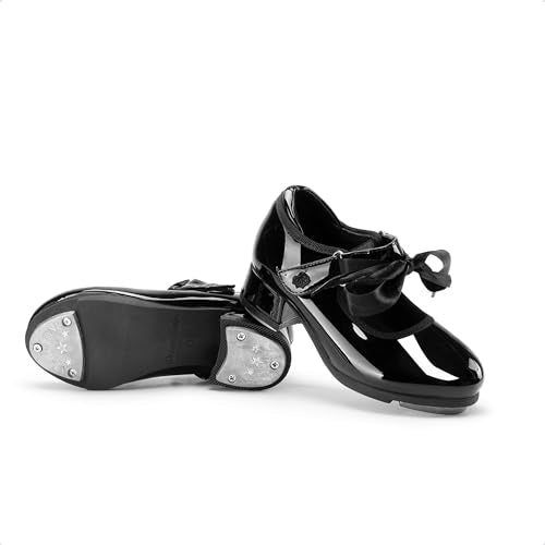 DREAM PAIRS Kids Tap Shoes for Girls Dance Shoes Boys Easy Strap Tap Mary Jane PU Leather for Toddler/Little Kid/Big Kid