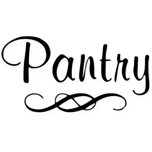 Pantry Decal with Single Swirl - Vinyl Art Wall Decal for The Home or Kitchen Pantry - 8" W X 4.5" H (Black)