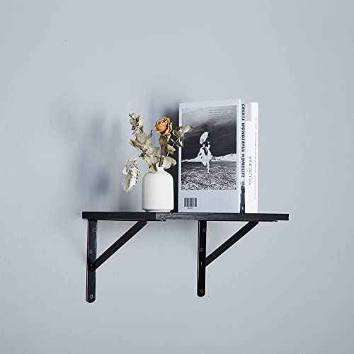 12-Pack 16 Inch Heavy Duty Shelf Brackets, Large Wall Bracket for Floating Shelves, 90 Degree Triangle Large L Bracket, Black Powder-Coated Steel